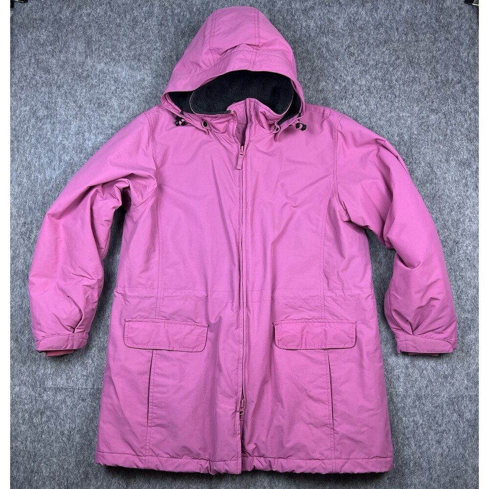 Lands End Women's Jacket Winter Coat Polar Tec Fleece Insulated Pink Size Large